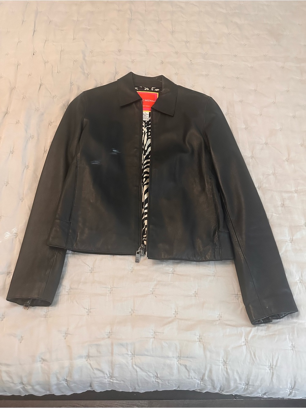 Isaac Mizrahi Black Leather Zip-Up Jacket
